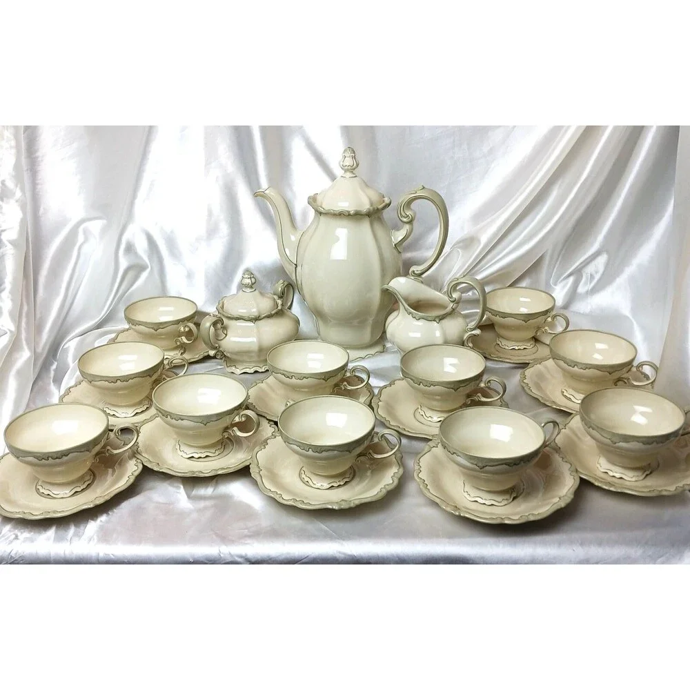 Vintage 1946 Rosenthal Pompadour Germany Coffee Set for 11 w/sugar & creamer